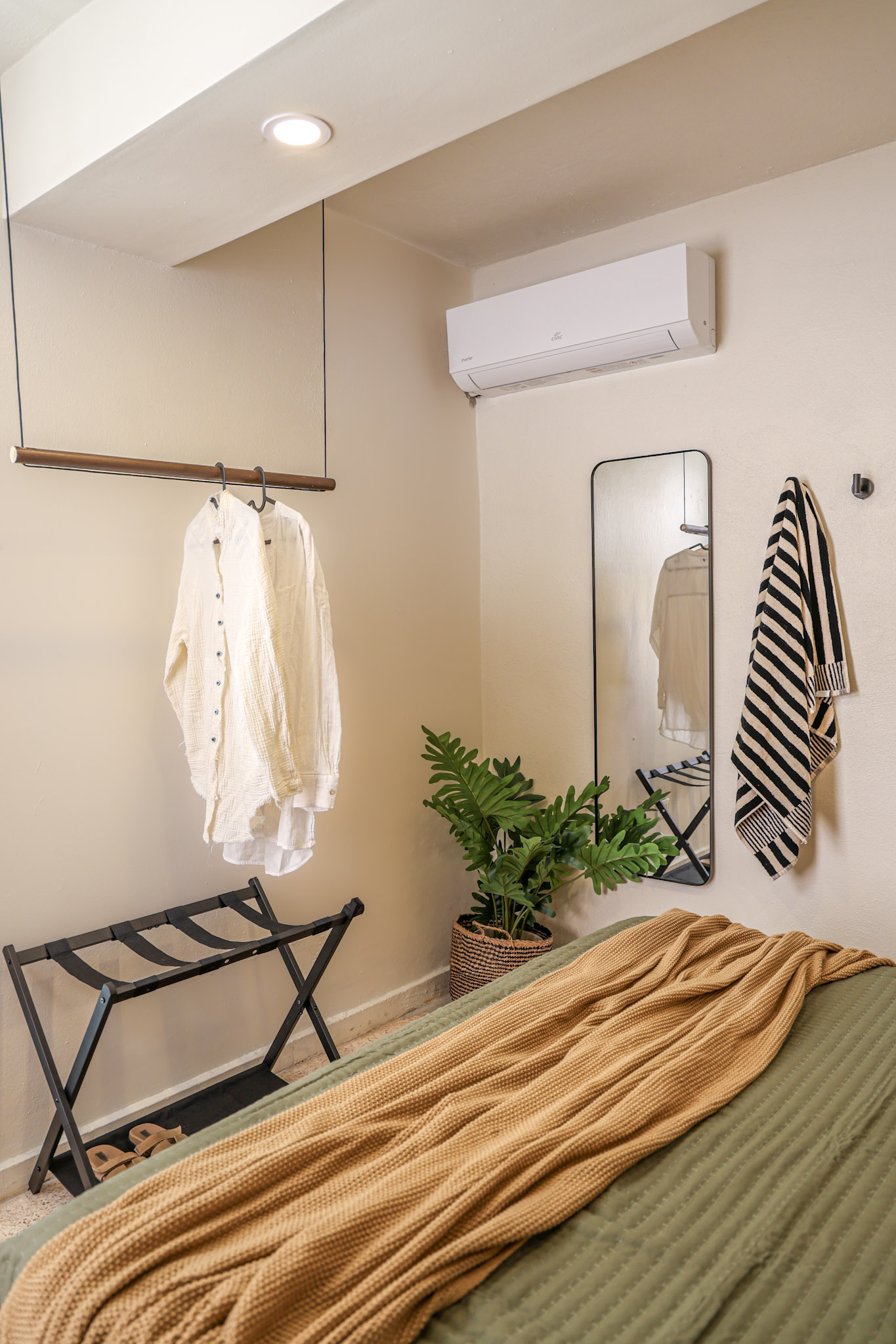 Luggage rack and styled corner